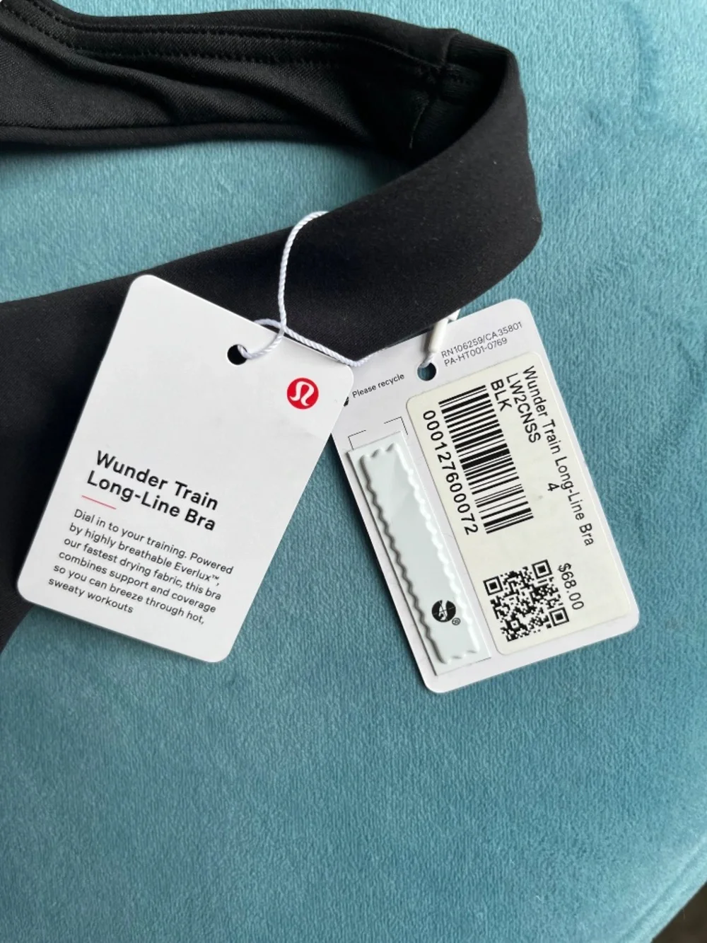 NWT Lululemon Wunder Train Long-line Bra Black Size 4